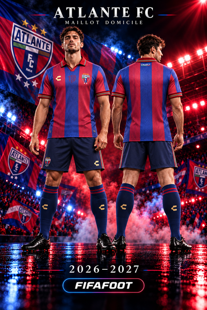 Affiche FIFAFOOT du maillot Atlante FC domicile 2026-2027, vues de face et de dos