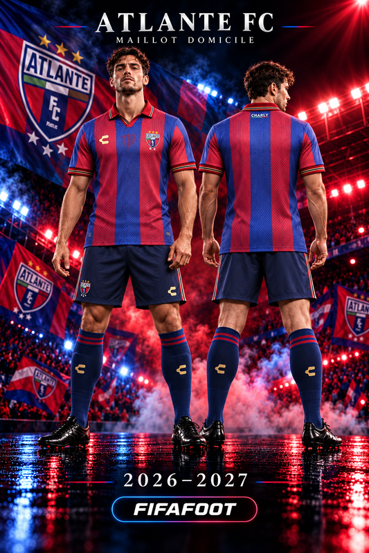 Affiche FIFAFOOT du maillot Atlante FC domicile 2026-2027, vues de face et de dos
