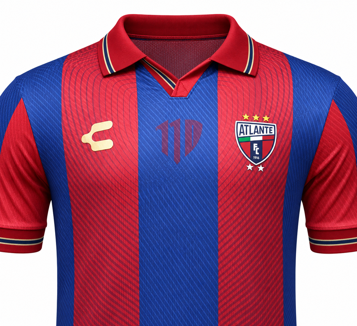 Maillot Atlante FC domicile 2026-2027 rouge et bleu – Détails du col et de l’écusson