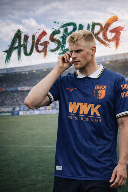 Maillot FC Augsburg Extérieur 2025-2026 Bleu | Jersey Officiel Bundesliga | FIFAFOOT)