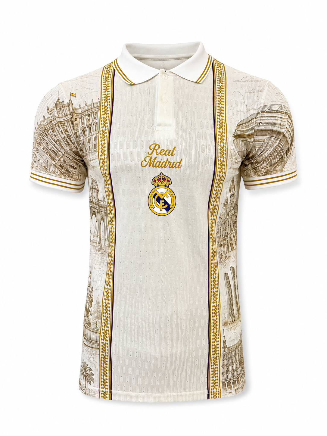 Polo Real Madrid 2026-2027 Beige & Or – Édition Premium Homme