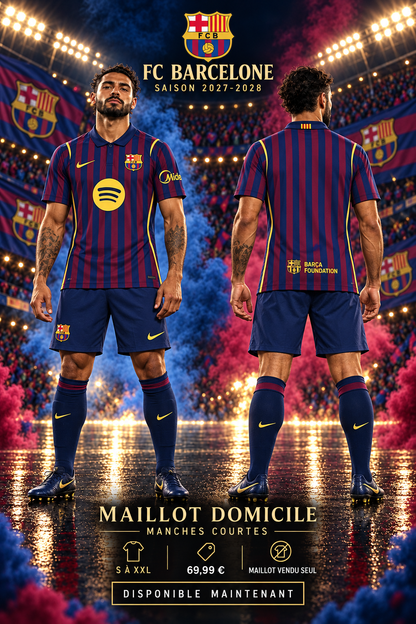 Affiche Barcelone domicile 2027-2028 mannequin face et dos