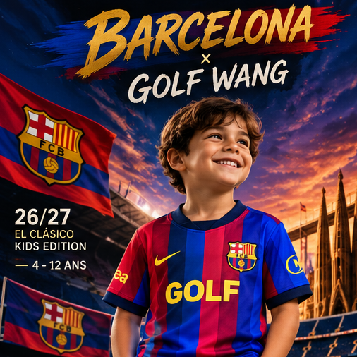 Ensemble enfant FC Barcelone x Golf Wang El Clásico 2026/27 maillot et short - affiche