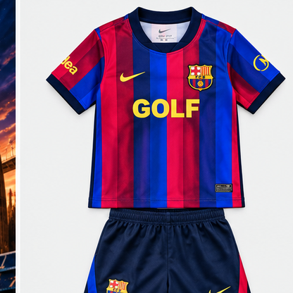 Ensemble enfant FC Barcelone x Golf Wang El Clásico 2026/27 maillot et short - face