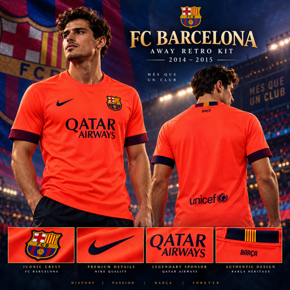 FC Barcelone maillot extérieur rétro corail 2014/2015 affiche
