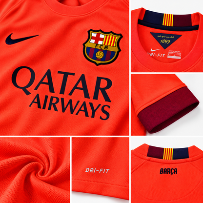 FC Barcelone maillot extérieur rétro corail 2014/2015 detail