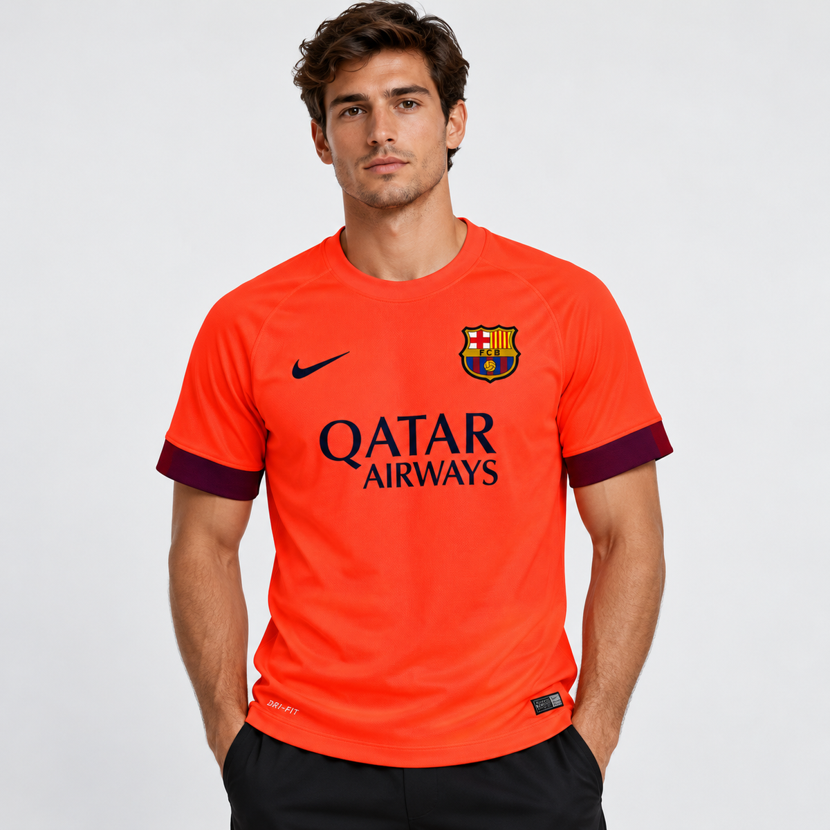 FC Barcelone maillot extérieur rétro corail 2014/2015 mannequin