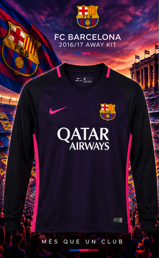 Barcelone extérieur rétro 2016/17 manches longues affiche