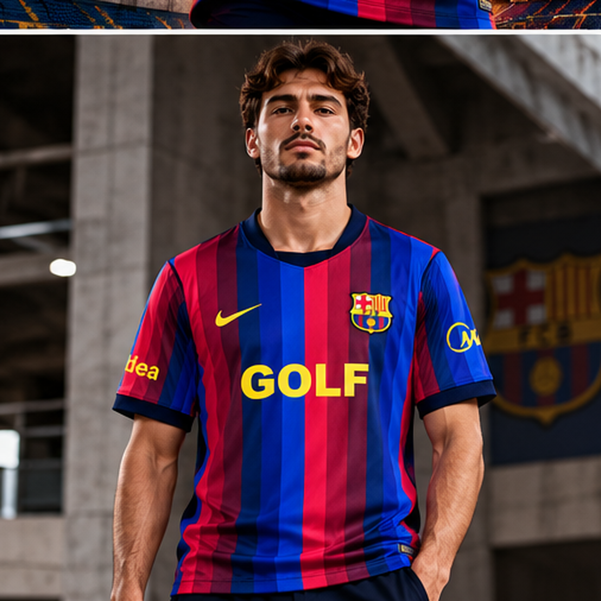 Barcelone x Golf Wang El Clasico rouge bleu 2026/27 - mannequin-face