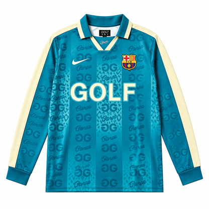 Face avant du maillot Barcelona x Golf Wang manches longues sur fond blanc