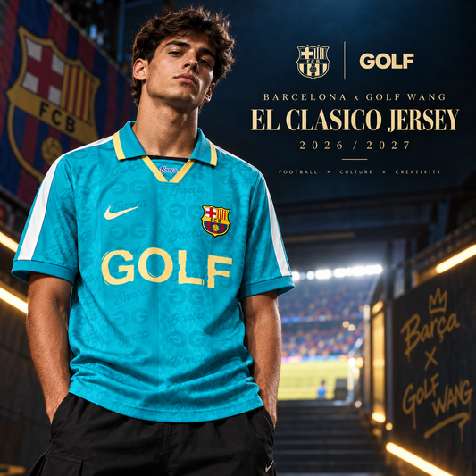 FC Barcelone x Golf Wang El Clásico 2026/27 bleu turquoise – affiche
