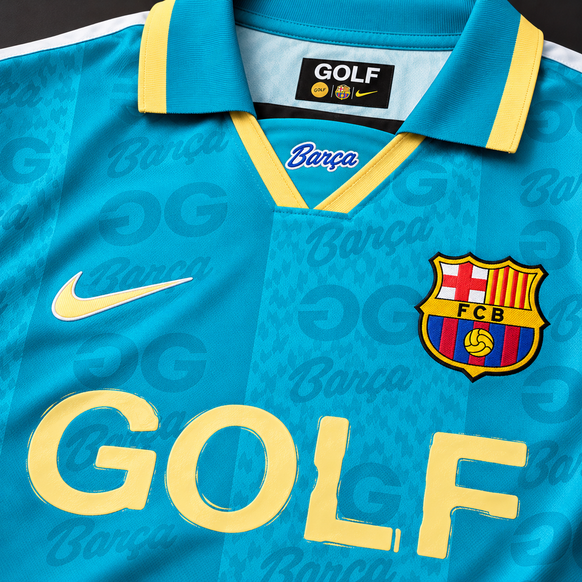 FC Barcelone x Golf Wang El Clásico 2026/27 bleu turquoise – detail
