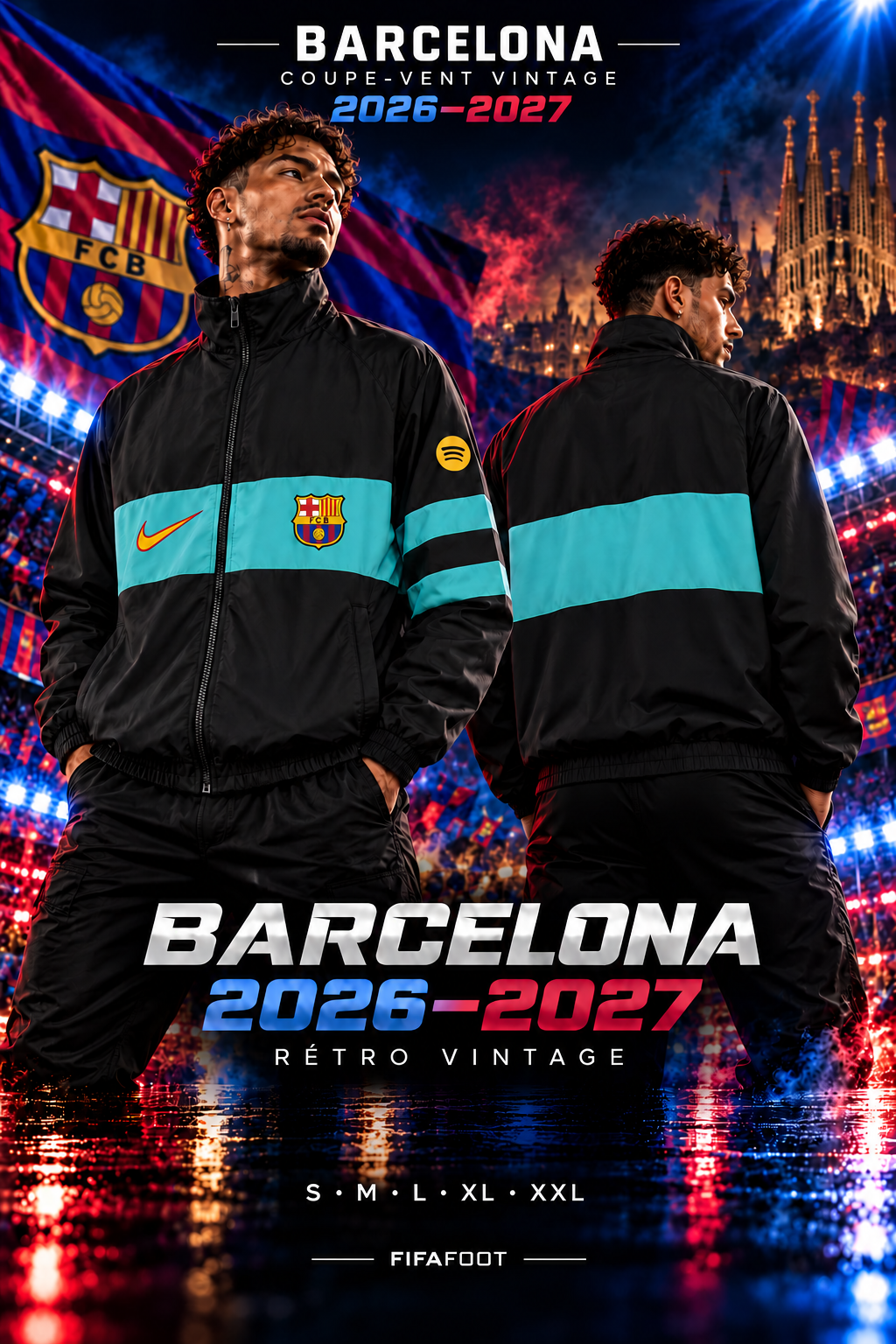 Affiche FC Barcelone coupe-vent rétro vintage 2026-2027