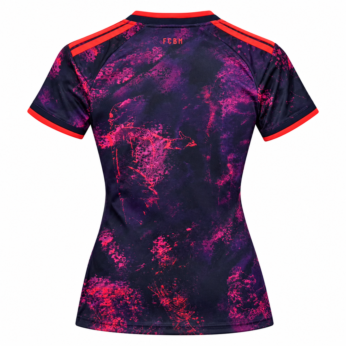 Maillot Bayern Munich third femme 2026-2027 violet et rose, vue de dos sur fond blanc