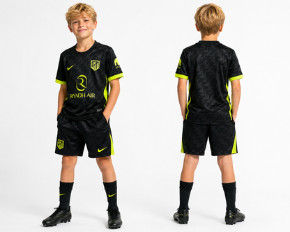 Maillot Atlético Madrid Extérieur 2026-2027 Homme et enfant  – Noir et Jaune Fluo