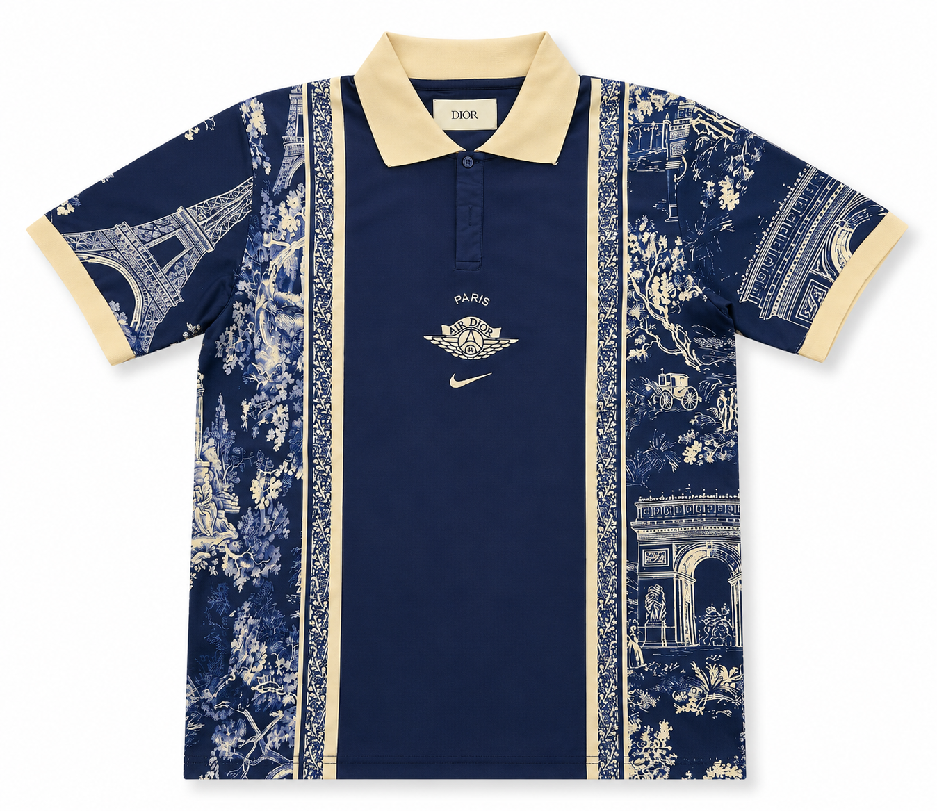 Polo Style PSG x Dior x Air Jordan Bleu Marine & Beige – Design Paris Luxe Homme