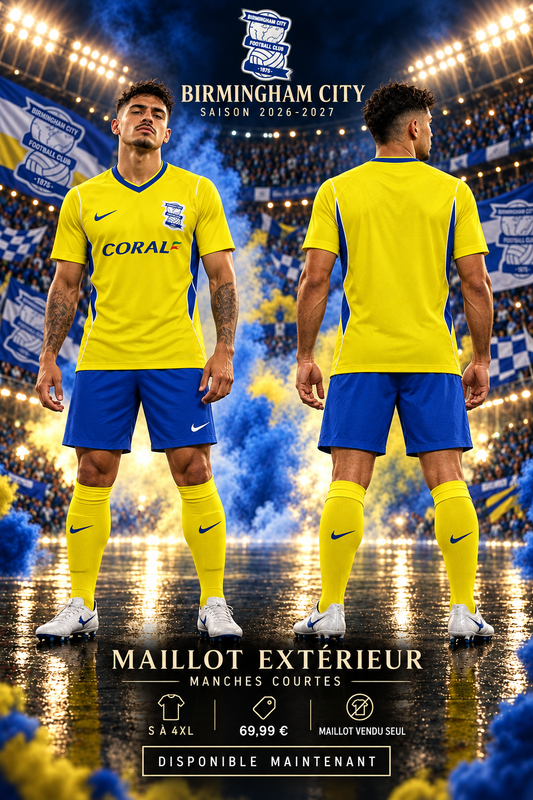 Birmingham City extérieur 2026-2027 — affiche mannequin face et dos