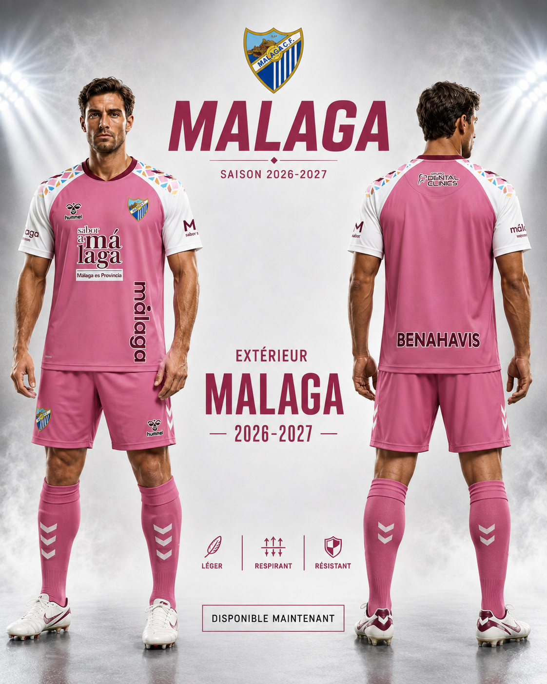 Maillot Málaga CF Extérieur 2026-2027 – Rose et Blanc