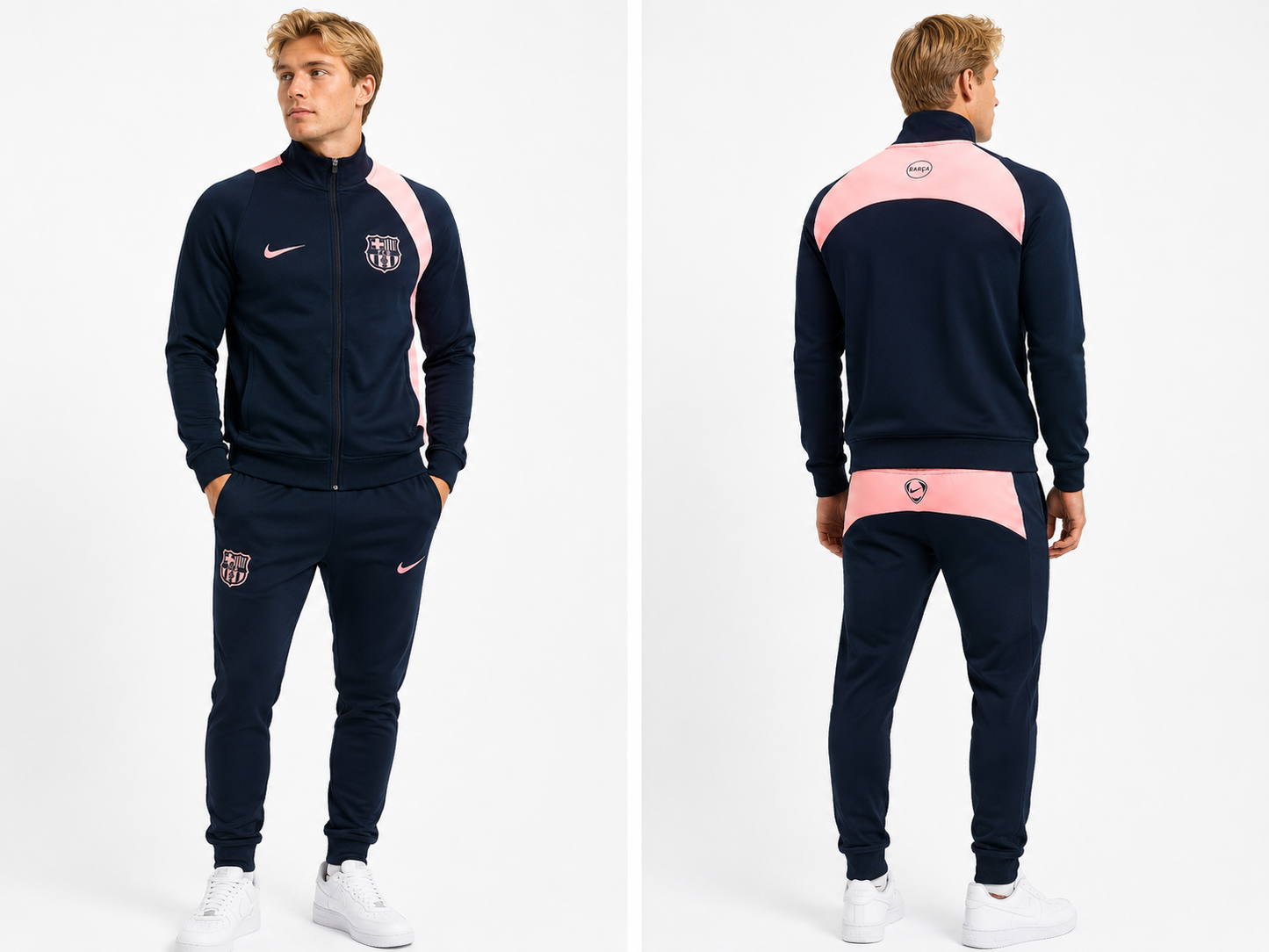 Ensemble Survêtement FC Barcelone Bleu marine -rose Homme 2026/2027 – Training Suit Barça