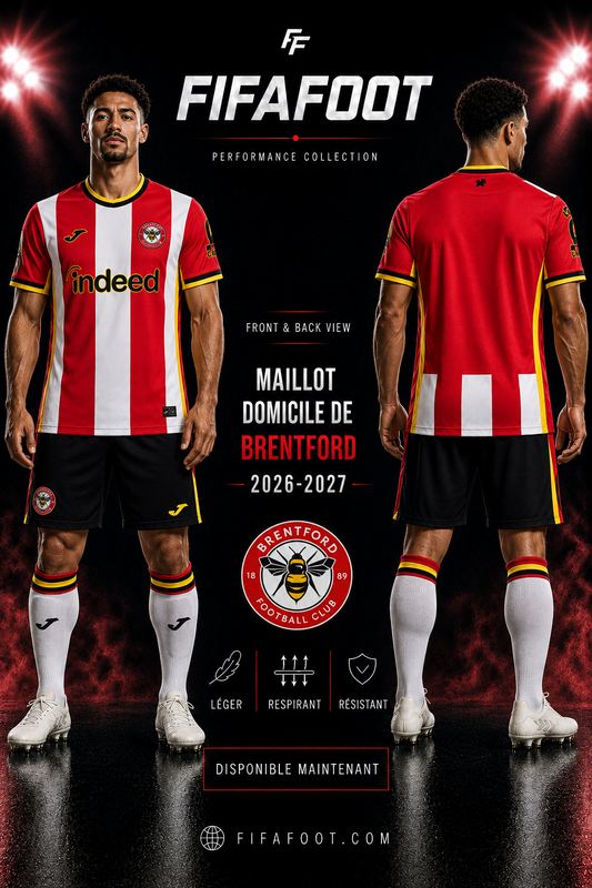 Maillot Brentford Domicile 2026-2027 – Rouge & Blanc