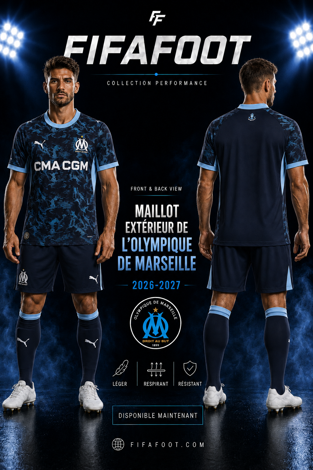 Maillot Olympique de Marseille Extérieur 2026-2027 Bleu Marine – Jersey Football OM