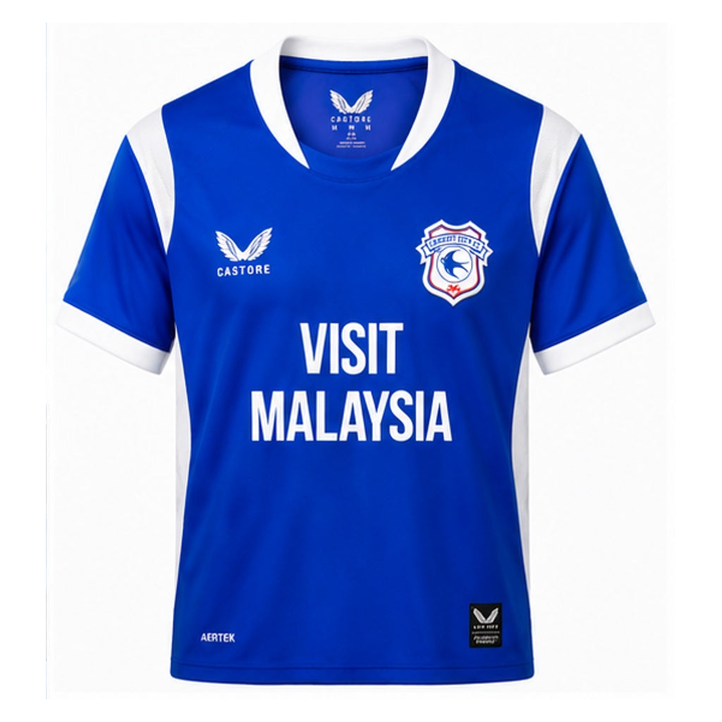 Maillot Cardiff City domicile 2026-2027 – face sur fond blanc