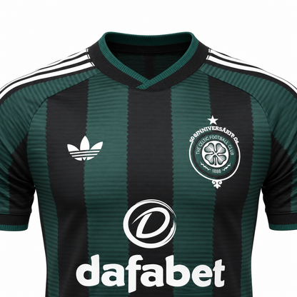 Maillot Celtic extérieur 2026-2027 vert et noir – détail du col et de l’écusson