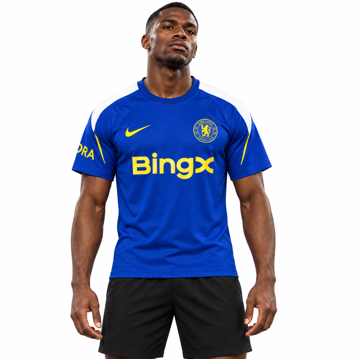 Maillot Chelsea pré-match bleu 2026-2027 — mannequin