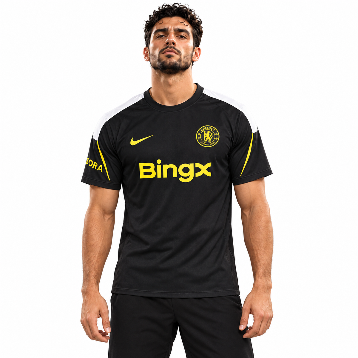Maillot Chelsea pré-match noir 2026-2027 — mannequin