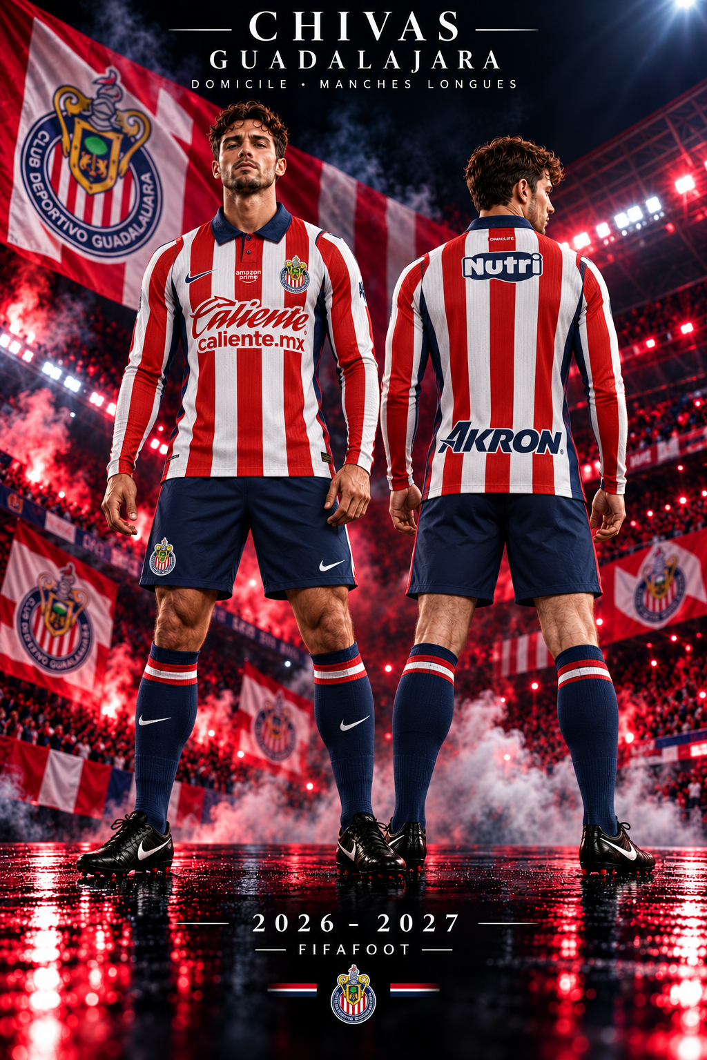 Maillot Chivas domicile 2026-2027 manches longues – affiche face et dos