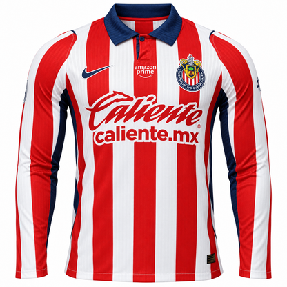 Maillot Chivas domicile 2026-2027 manches longues – détails du col et de la poitrine