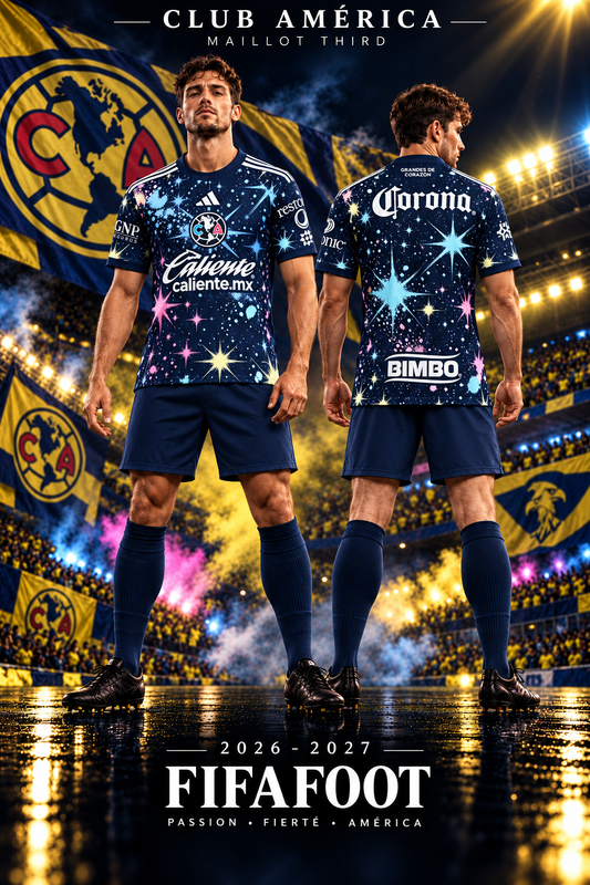 Maillot Club América Third 2026-2027 bleu marine à motifs étoilés — affiche