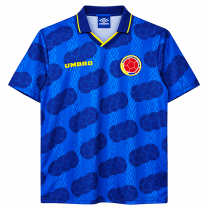 Colombie maillot extérieur rétro bleu 1994 face