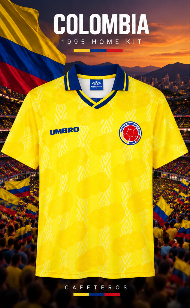 Colombie maillot domicile rétro 1995 affiche