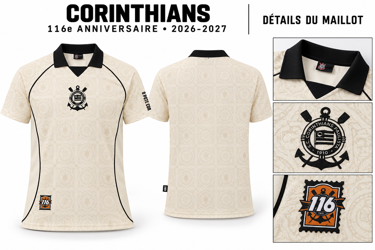 Détails du maillot Corinthians 116e anniversaire homme 2026-2027