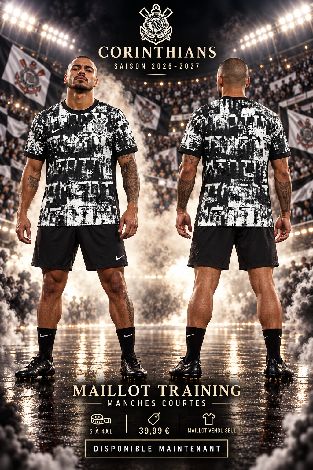 Affiche Corinthians training 2026-2027 — mannequin de face et de dos