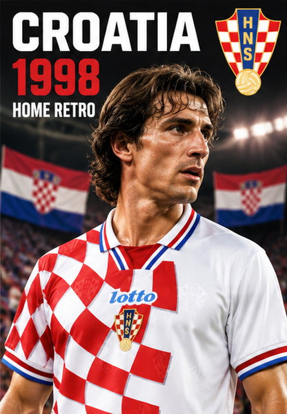 Mannequin masculin portant le maillot rétro Croatie 1998 domicile