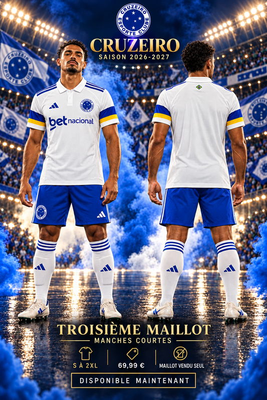 Affiche Cruzeiro troisième maillot 2026-2027 face et dos S à 2XL