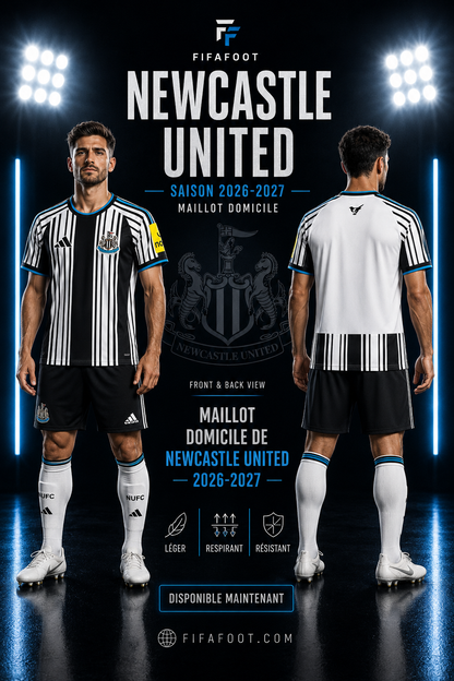 Maillot Newcastle United Domicile 2026-2027 – Noir, Blanc & Bleu
