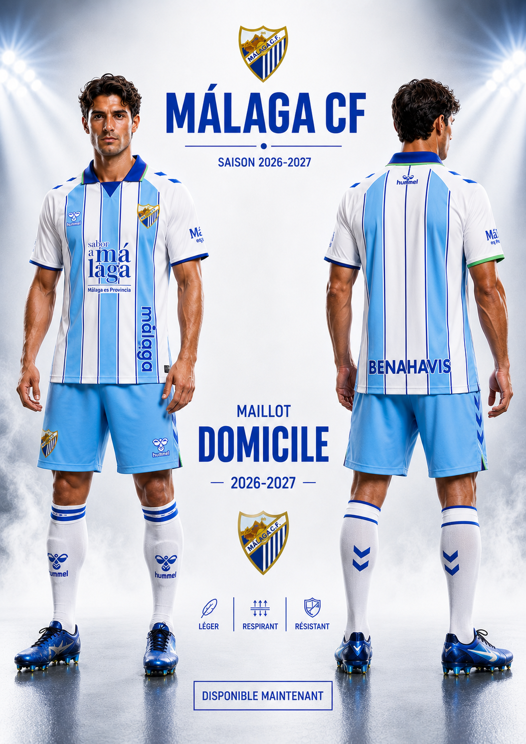 Maillot Málaga CF Domicile 2026-2027 – Bleu Ciel et Blanc