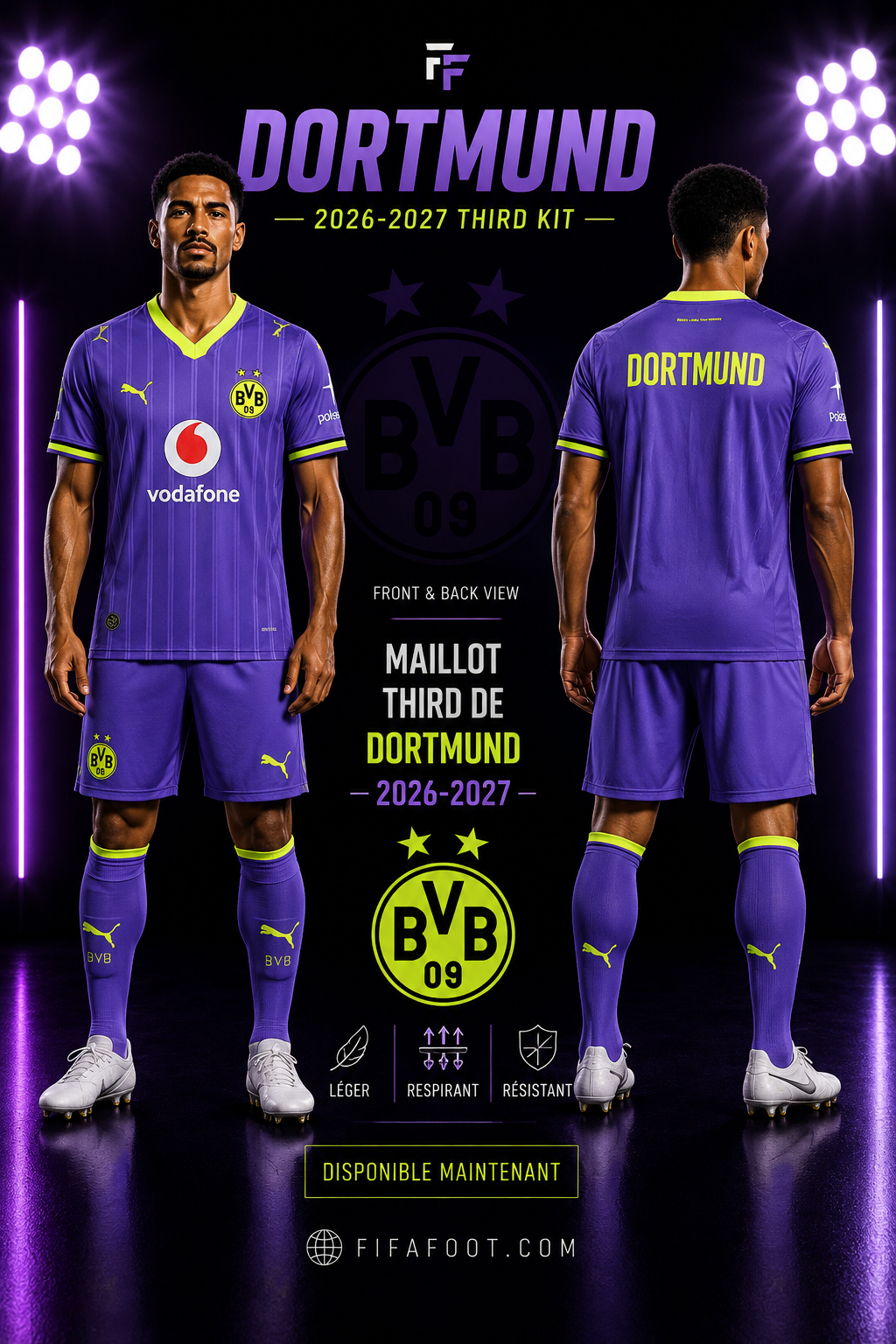 Maillot Borussia Dortmund Third 2026-2027 – Violet & Jaune Fluo