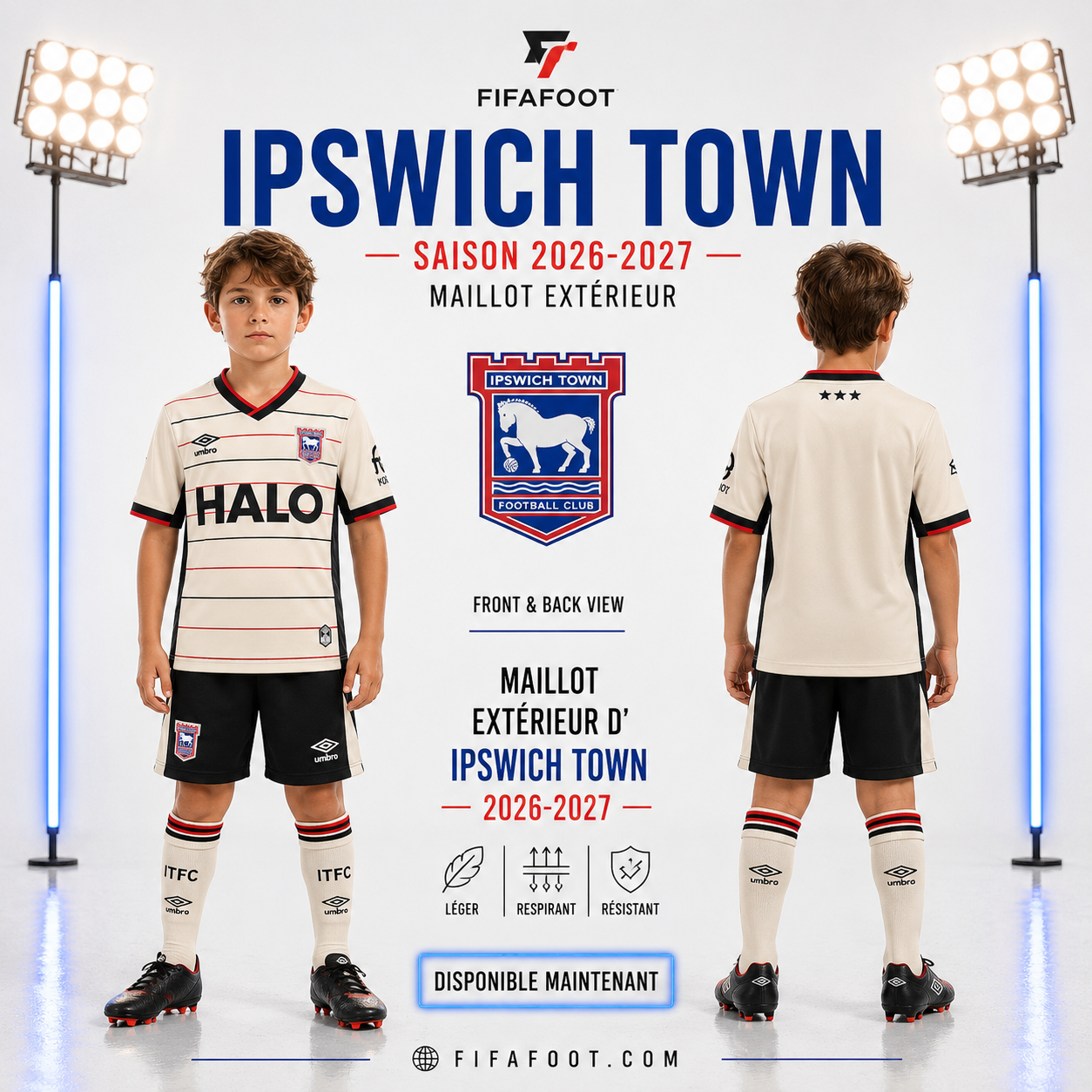 Maillot Extérieur Ipswich Town 2026-2027 – Away Football Shirt Beige