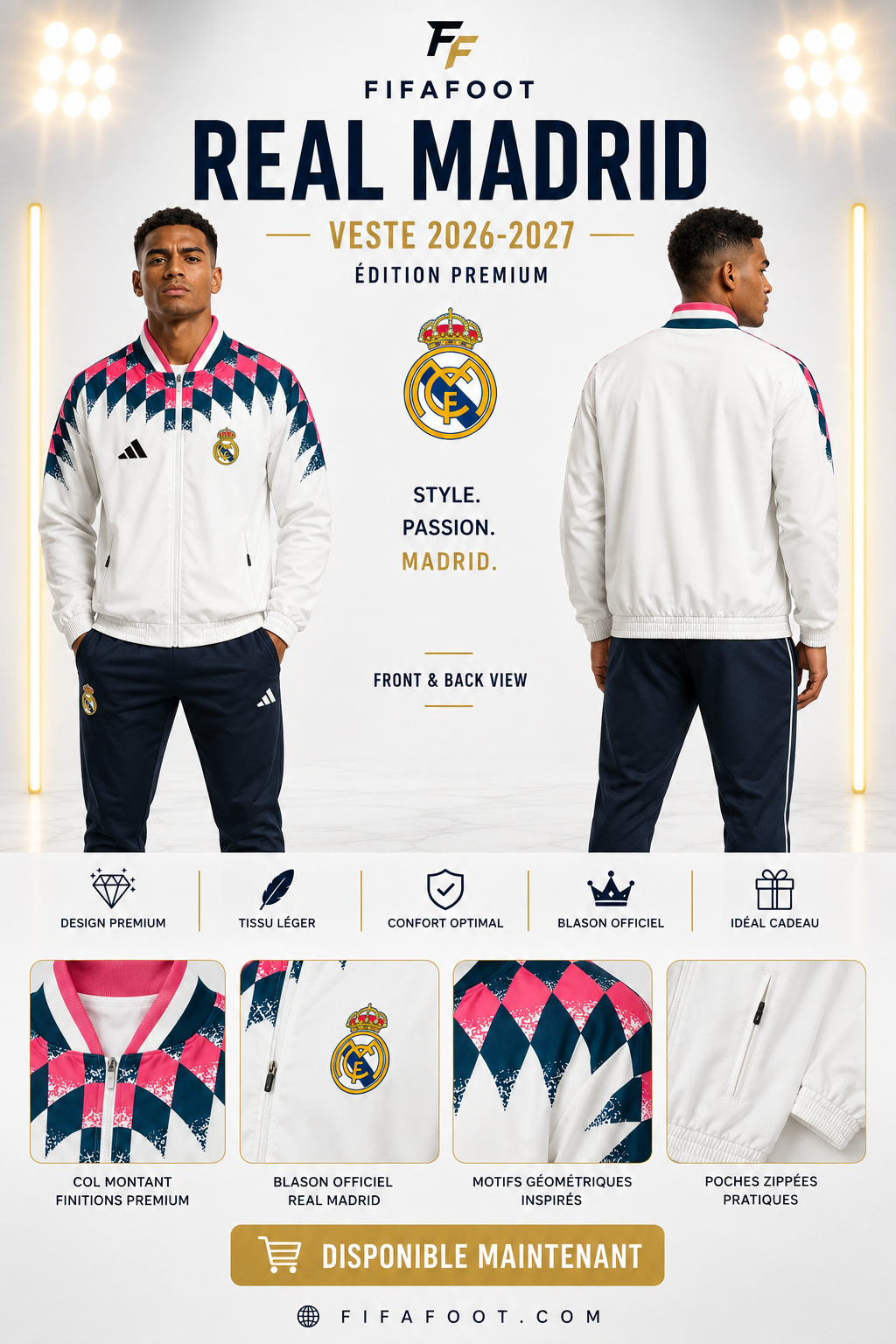 Veste Real Madrid – Style football rétro et design premium