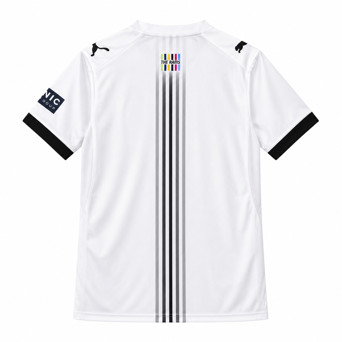 Dos du maillot domicile Derby County 26/27 sur fond blanc