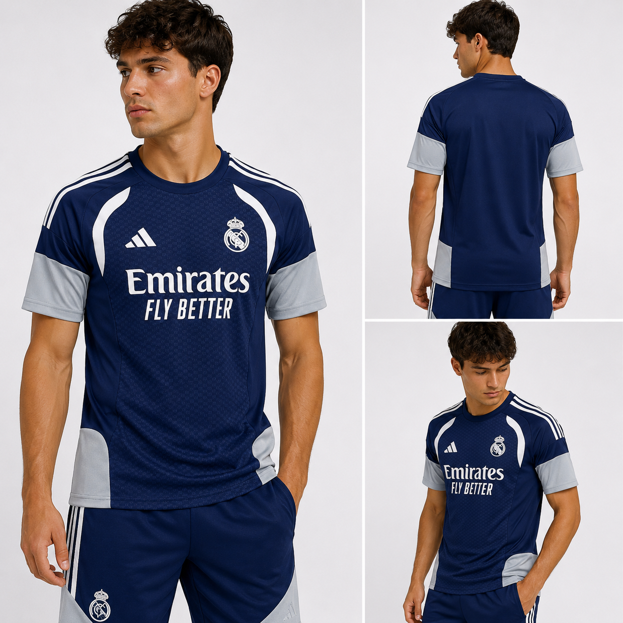 Ensemble Football Real Madrid Bleu Marine Homme 2026/2027 – Tenue Sport Premium Training & Lifestyle | Maillot + Short Football Moderne