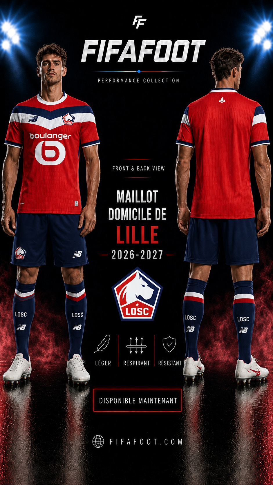Maillot Lille LOSC Domicile 2026-2027 Rouge Football Homme