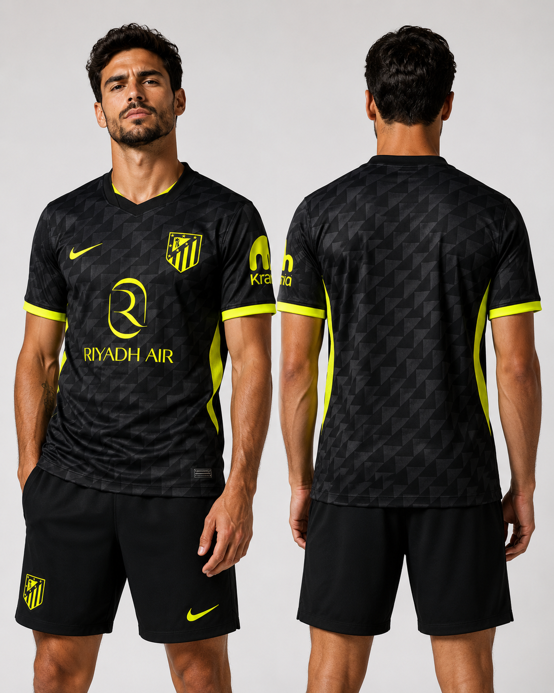 Maillot Atlético Madrid Extérieur 2026-2027 Homme et enfant  – Noir et Jaune Fluo