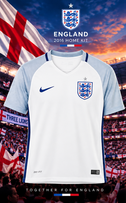 Maillot Angleterre domicile 2016 rétro manches courtes affiche