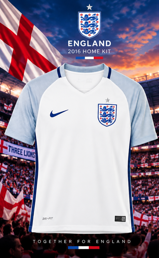 Maillot Angleterre domicile 2016 rétro manches courtes affiche
