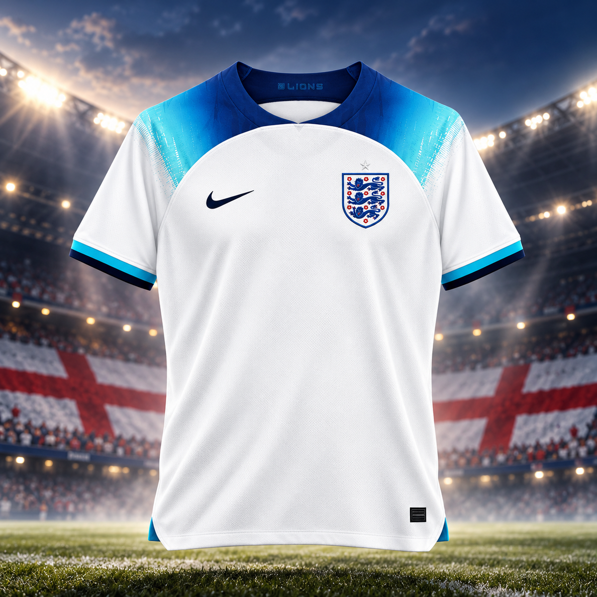 Angleterre domicile rétro blanc bleu 2022 affiche